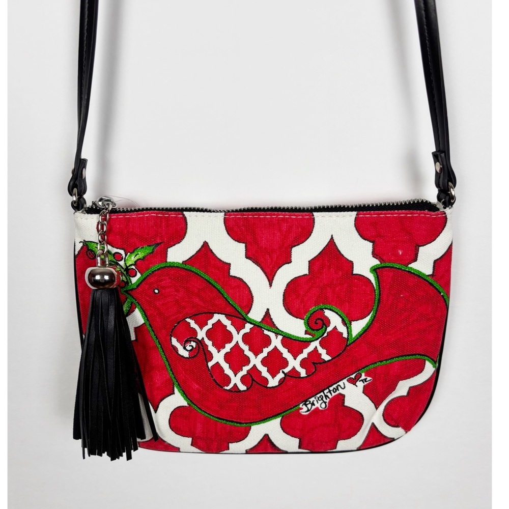 Brighton Love Dove Crossbody Pouch Red White Tassel - Picture 2 of 11